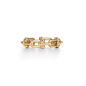 Hard Wear Micro Link Ring in Yellow Gold
