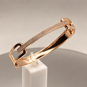 Zirconia Bangle with Two Rows of Stones