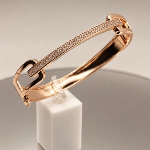 Zirconia Bangle with Two Rows of Stones