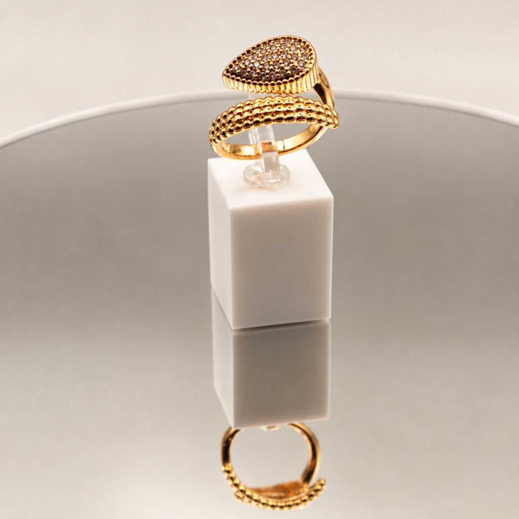 Adjustable Zirconia Teardrop Ring
