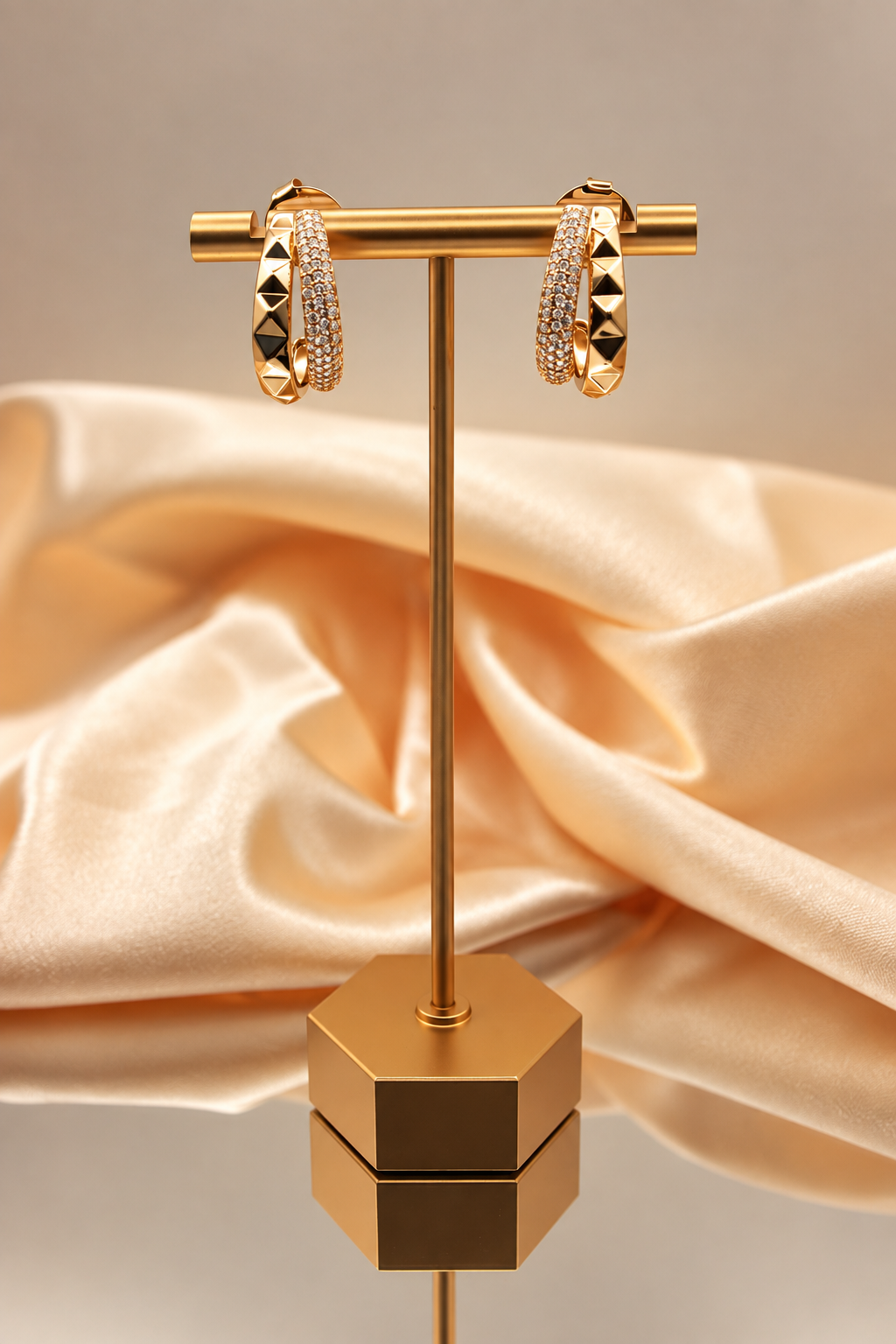 Double-Band Zirconia Hoop Earrings
