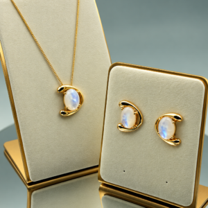 Oval Stone Half-Moon Set