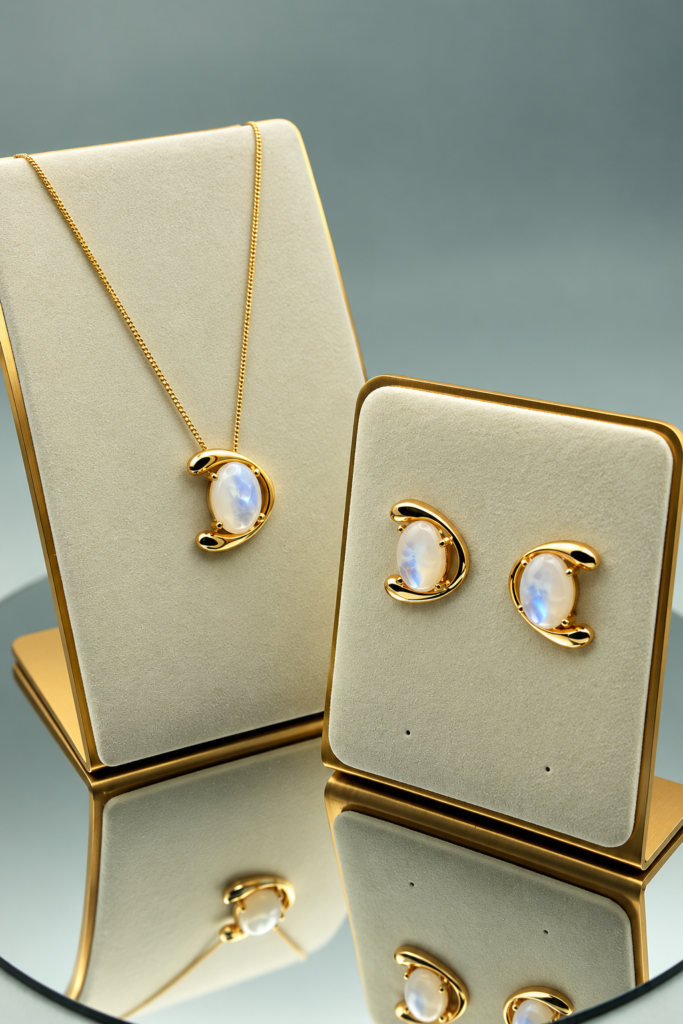 Oval Stone Half-Moon Set