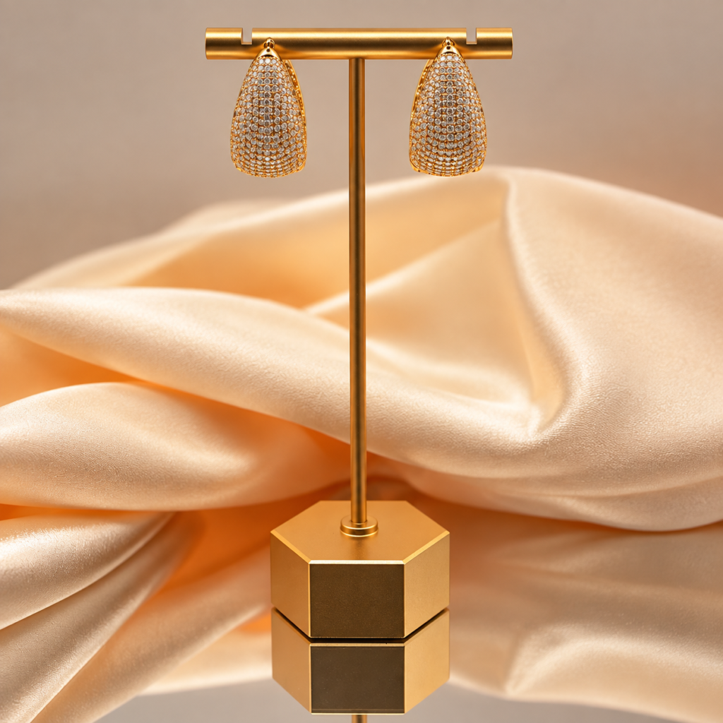 Pavé Zirconia Oval Hoop Earrings