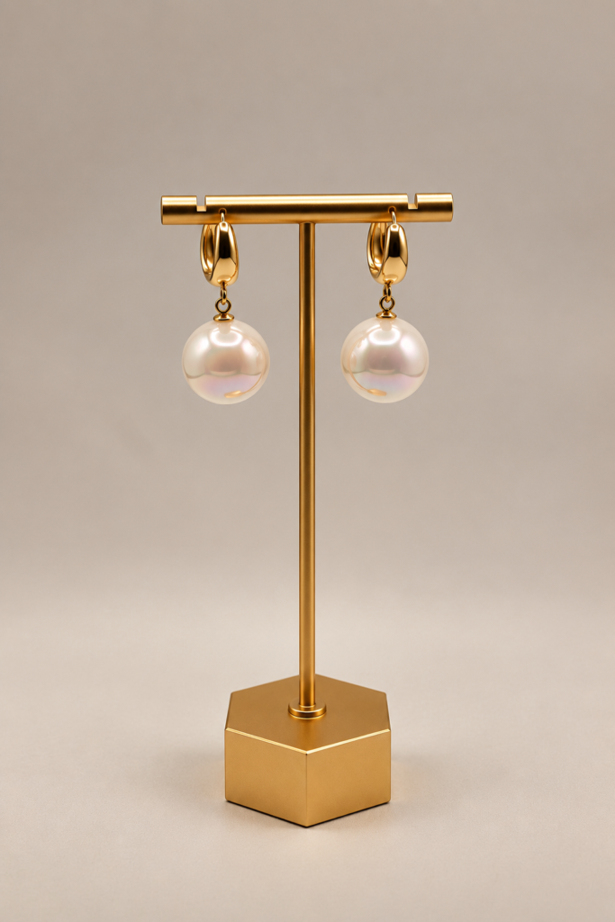 Pearl Drop Hoop Earrings
