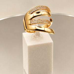 Three Bands Open Zirconia Ring