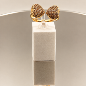 Double Heart Zirconia Open Ring