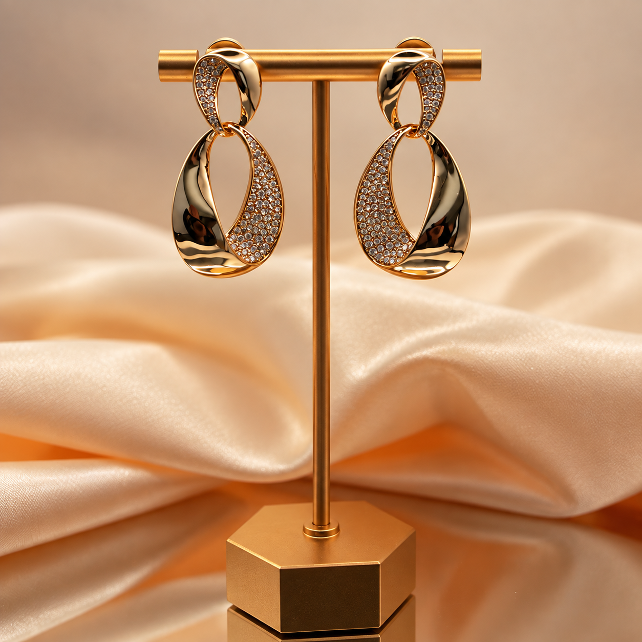 Double Wave Zirconia Earrings
