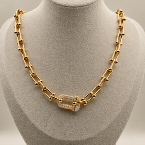 Zirconia Horseshoe Statement Necklace