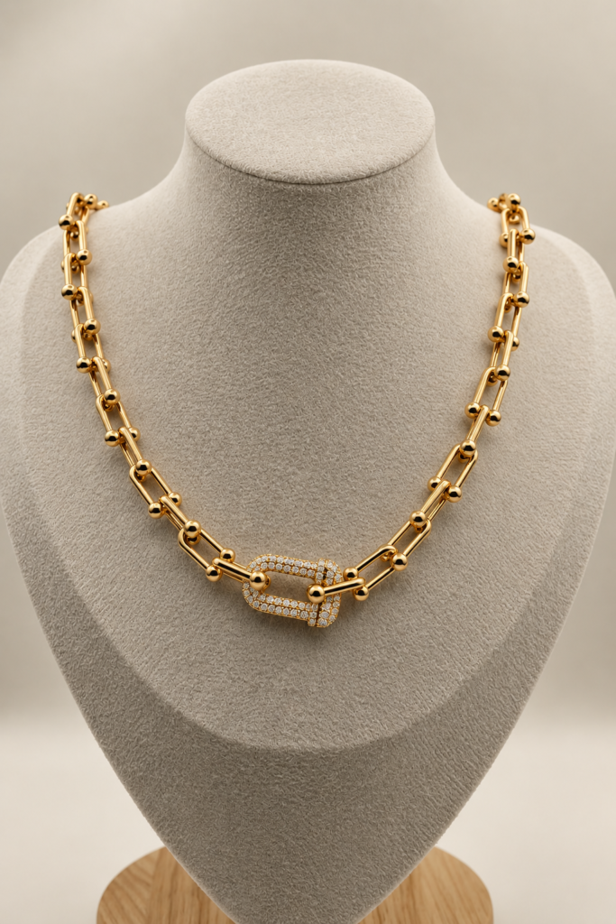 Zirconia Horseshoe Statement Necklace