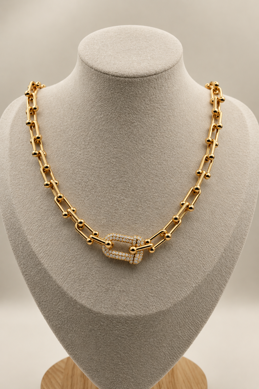 Zirconia Horseshoe Statement Necklace