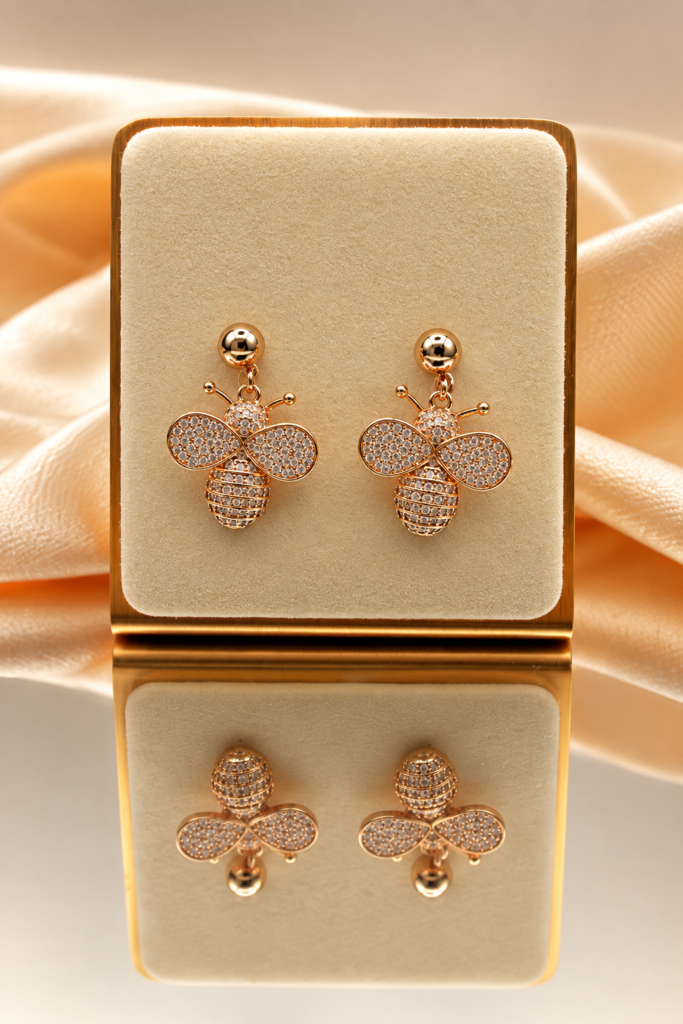 Pavé Zirconia Bee Drop Earrings