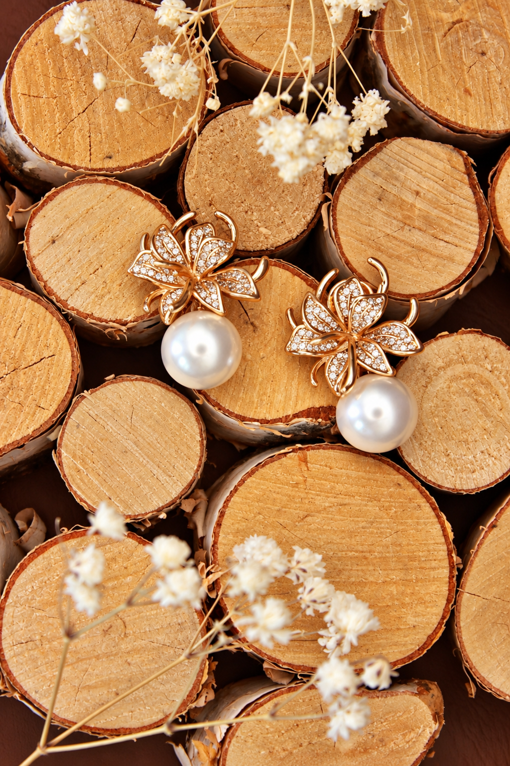 Flower Pearl Drop Earrings - Image 2