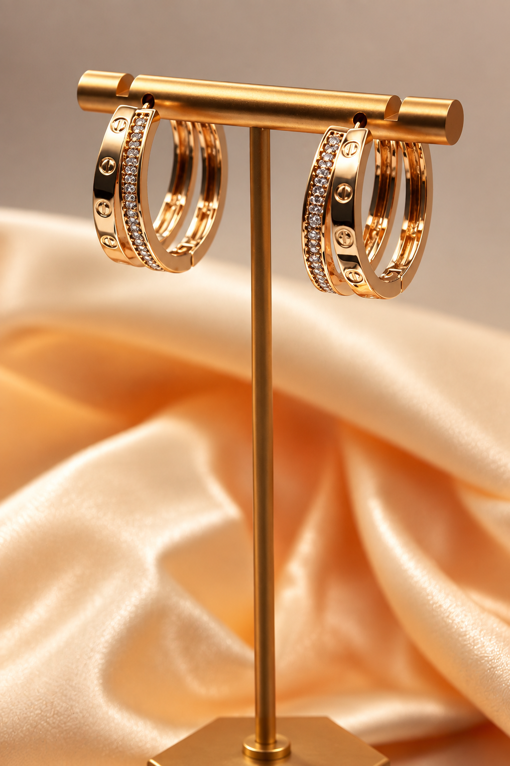 Double-Band Zirconia Hoop Earrings