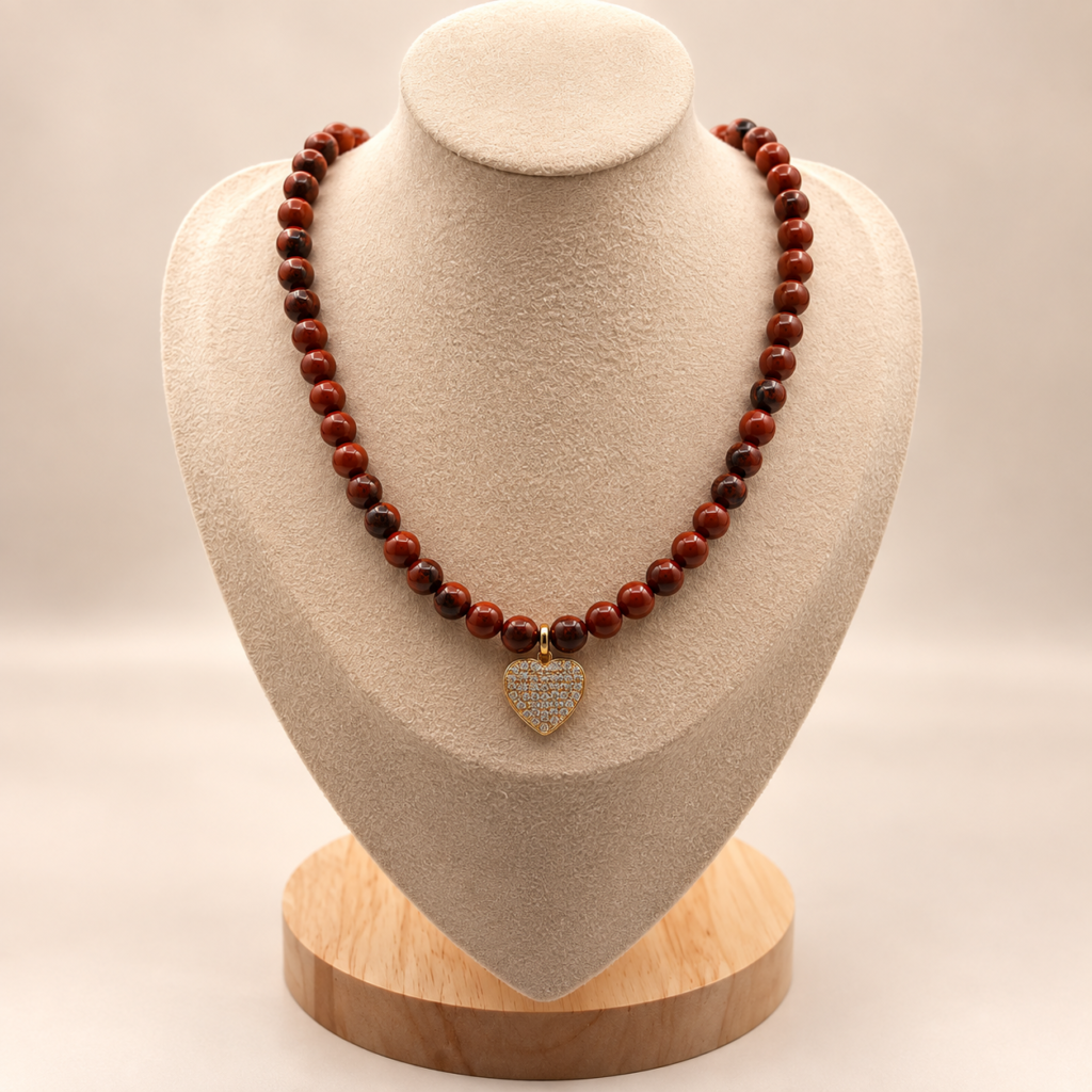 Brown Jade Heart Necklace