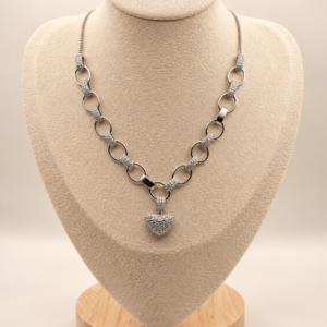 Pavé Heart Link Necklace