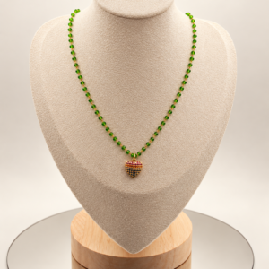 Green Crystal & Pavé Heart Necklace