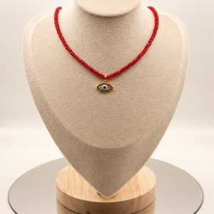 Red Crystal & Greek Eye Necklace