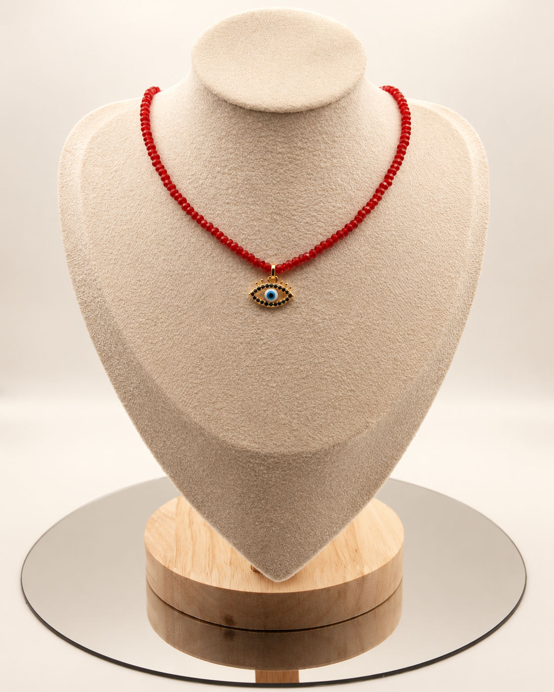 Red Crystal & Greek Eye Necklace
