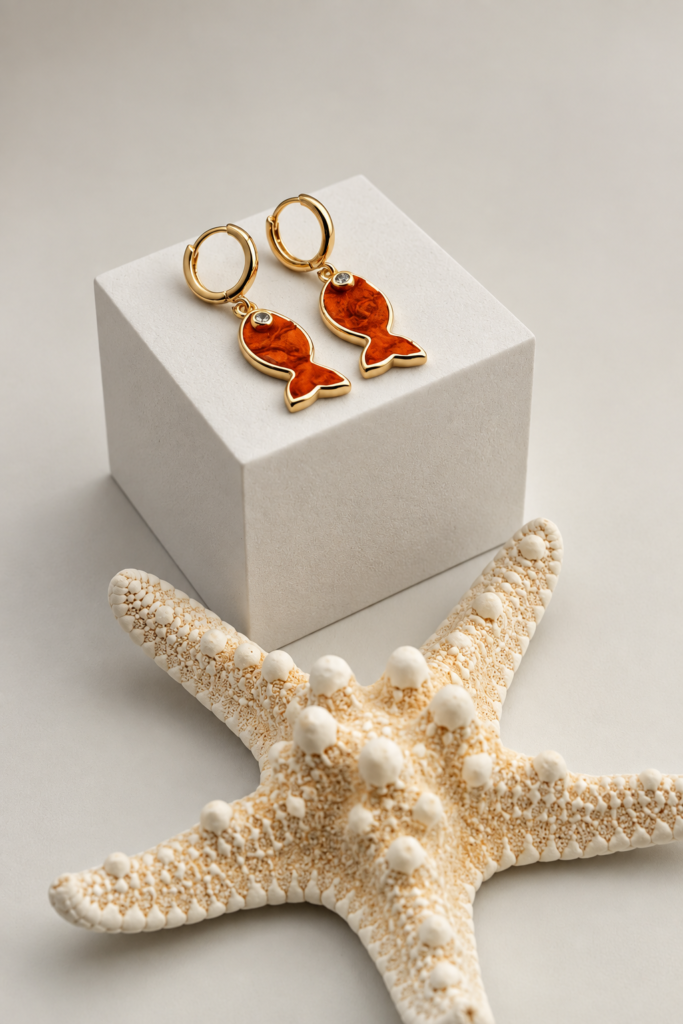 Golden Sea Fish Earrings