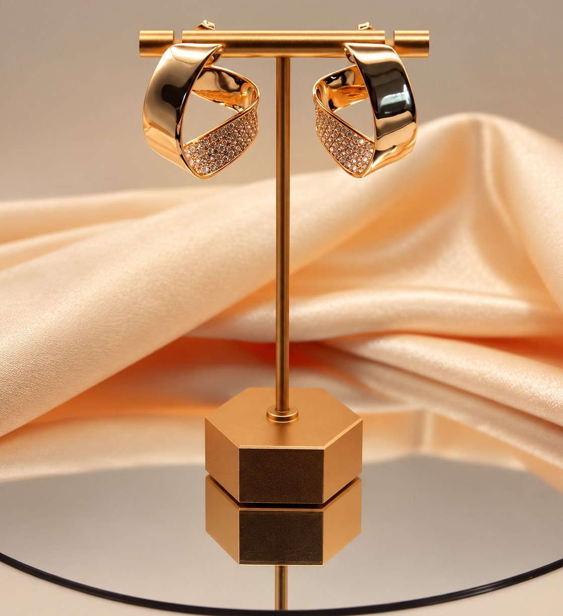G-Shaped Zirconia Statement Earrings