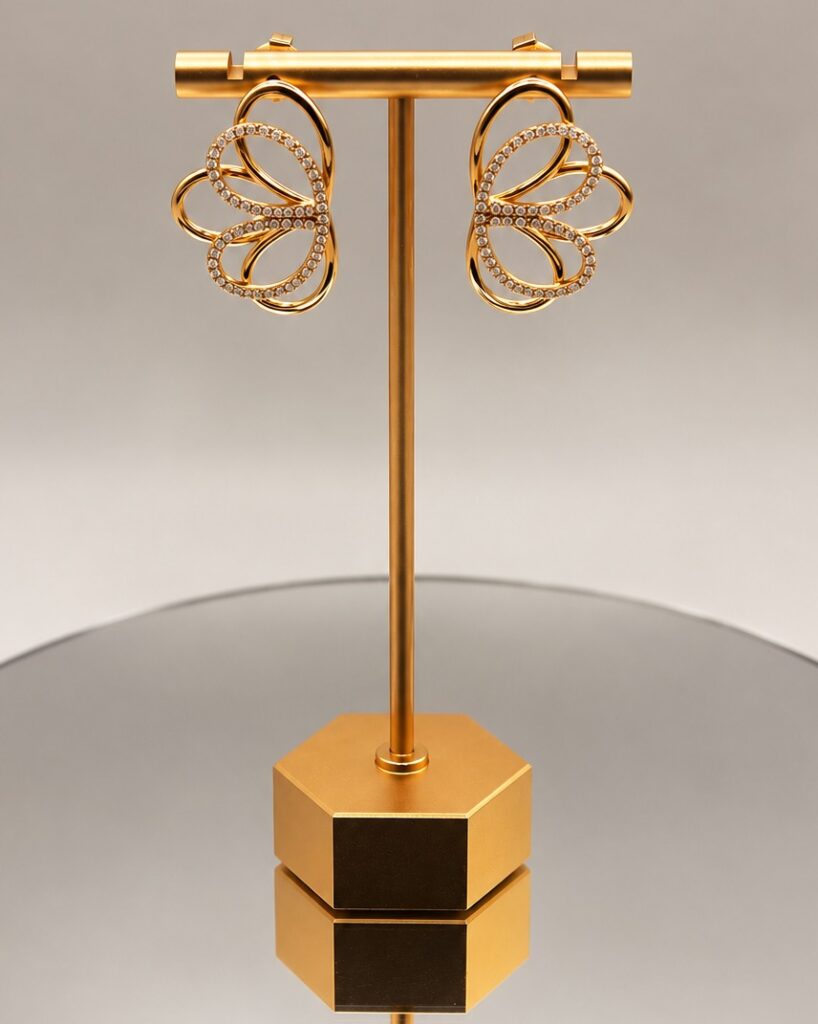 Sculpted Petal Zirconia Earrings