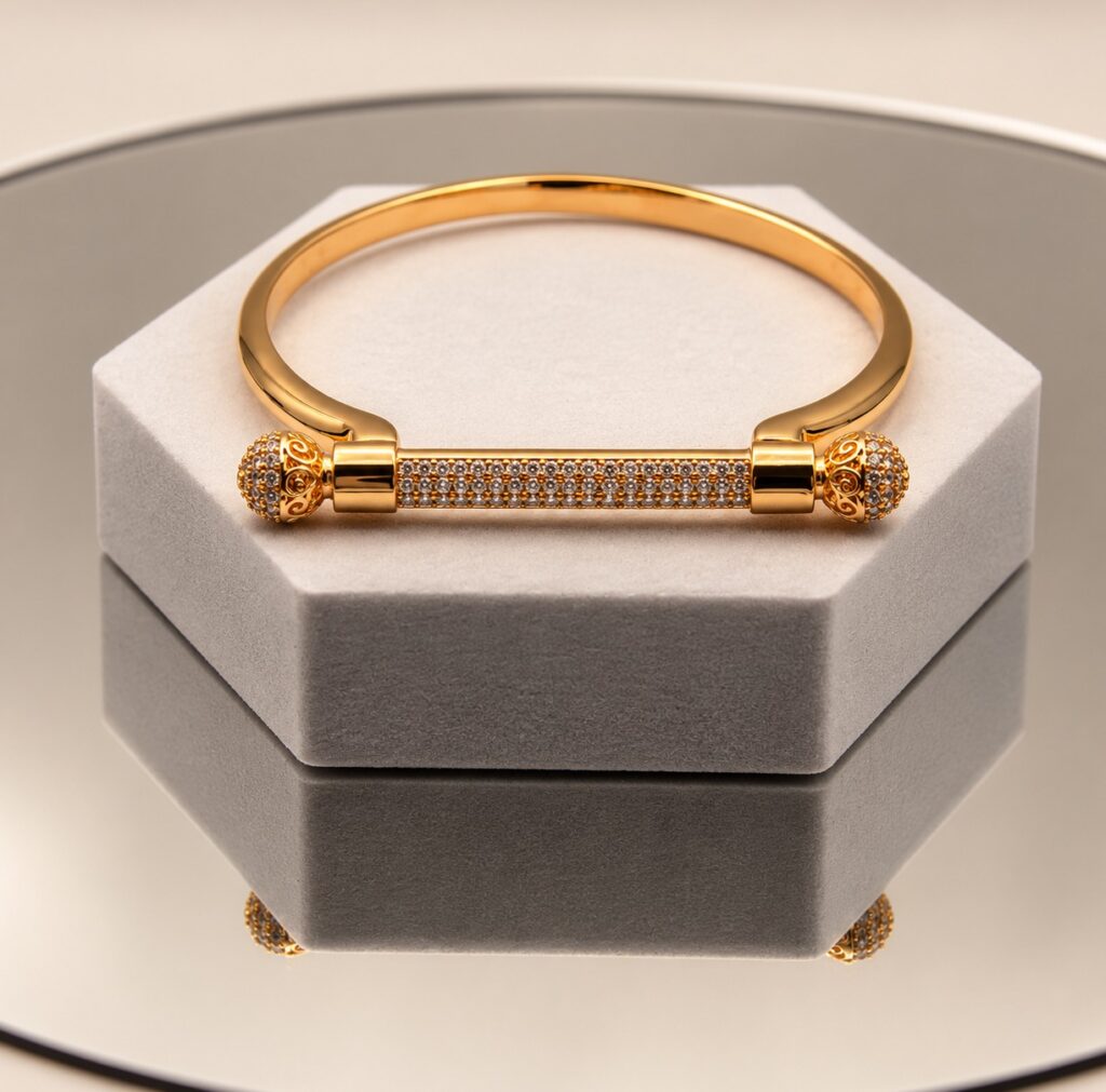 Golden Pavé Bar Bangle
